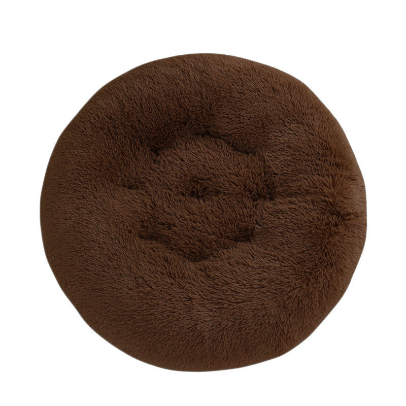 Round Plush Warm Sleep Pet Bed