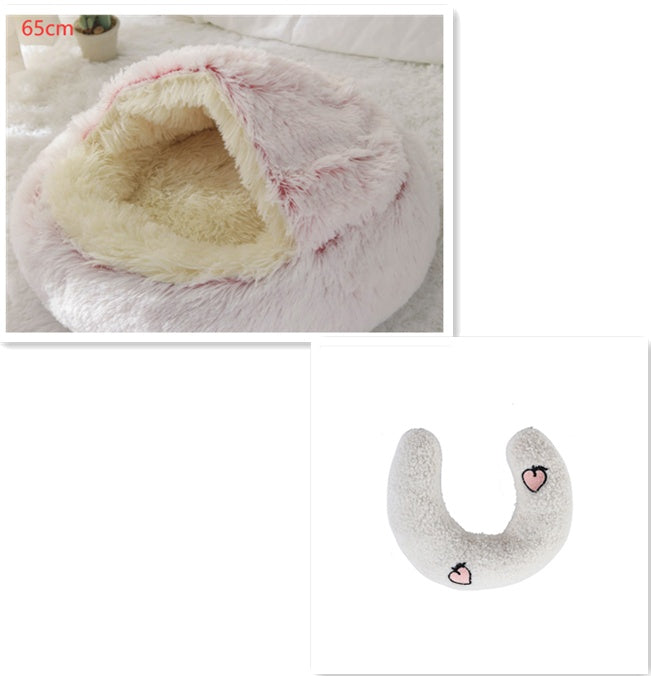 2 In 1 Pet Winter Round Plush Bed