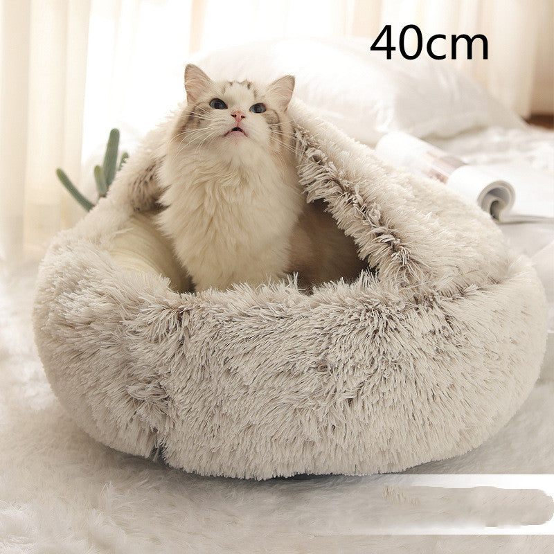 2 In 1 Pet Winter Round Plush Bed