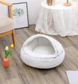 2 In 1 Pet Winter Round Plush Bed