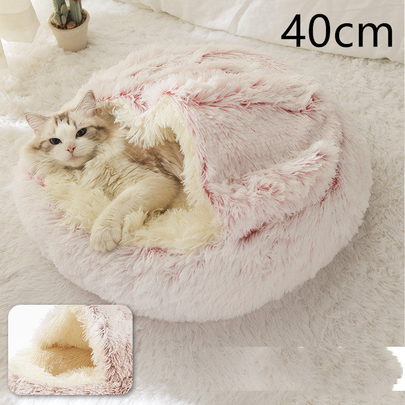 2 In 1 Pet Winter Round Plush Bed