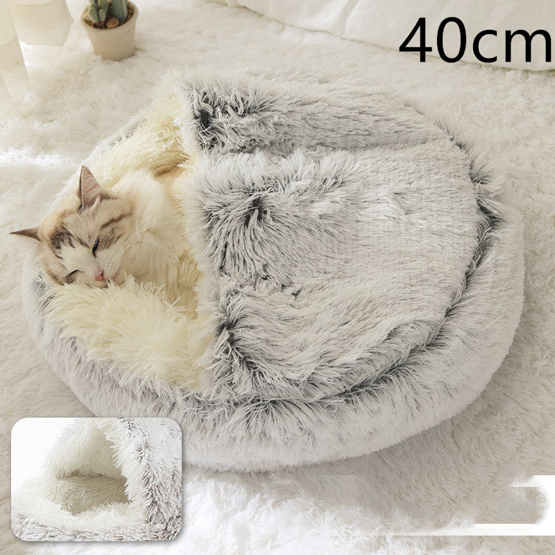 2 In 1 Pet Winter Round Plush Bed