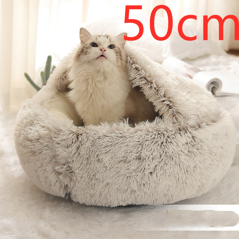2 In 1 Pet Winter Round Plush Bed