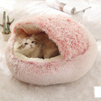 2 In 1 Pet Winter Round Plush Bed