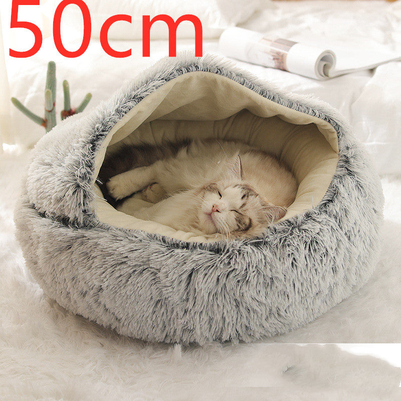 2 In 1 Pet Winter Round Plush Bed