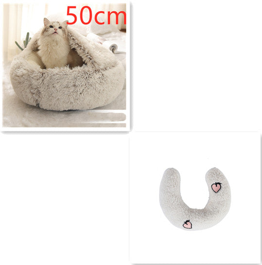 2 In 1 Pet Winter Round Plush Bed