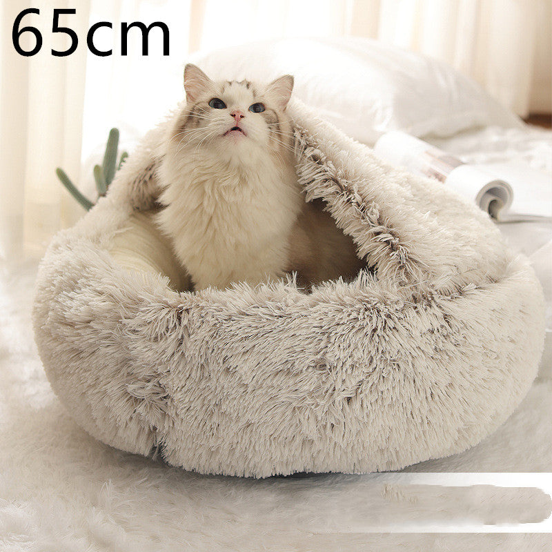 2 In 1 Pet Winter Round Plush Bed