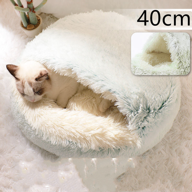 2 In 1 Pet Winter Round Plush Bed