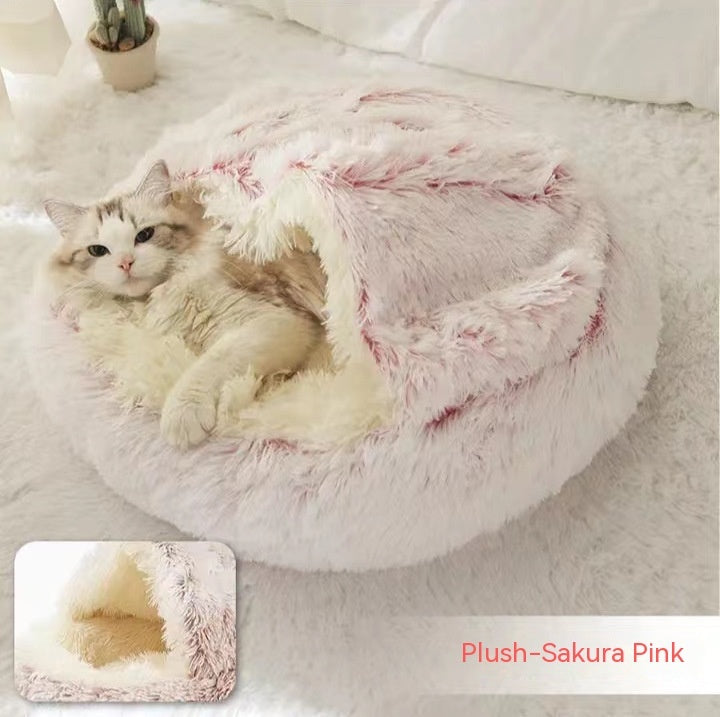 2 In 1 Pet Winter Round Plush Bed