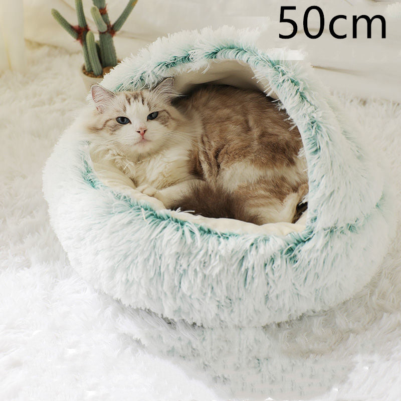 2 In 1 Pet Winter Round Plush Bed