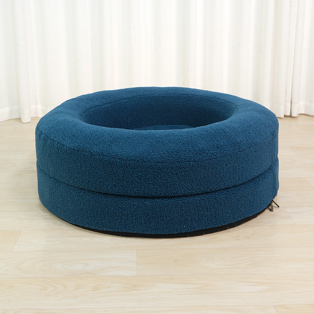 Household Solid Color Leisure Pet Round Bed