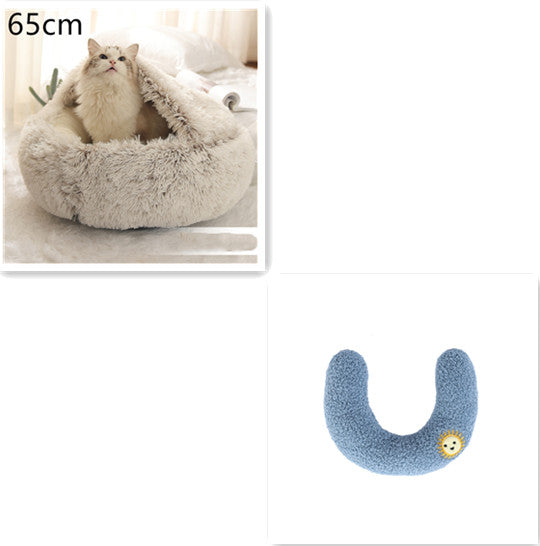 2 In 1 Pet Winter Round Plush Bed