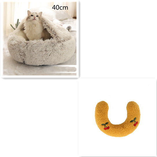 2 In 1 Pet Winter Round Plush Bed