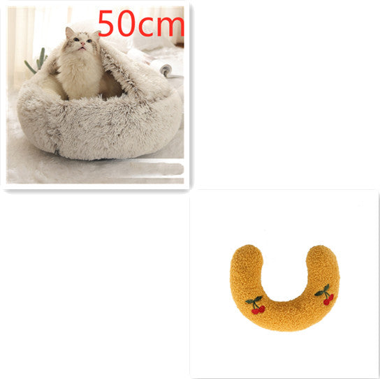 2 In 1 Pet Winter Round Plush Bed