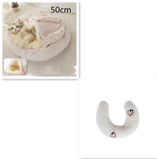 2 In 1 Pet Winter Round Plush Bed
