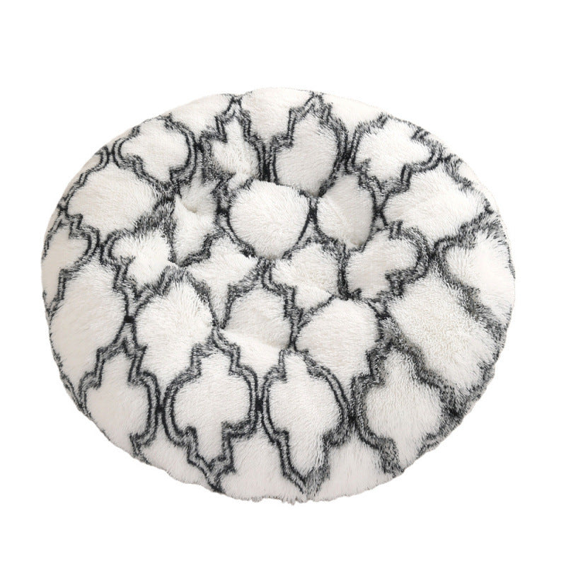 Round Plush Warm Sleep Pet Bed