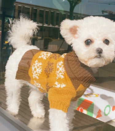 Pet Leaf Pattern Lapel Sweater