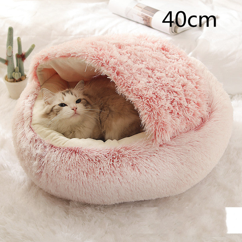 2 In 1 Pet Winter Round Plush Bed