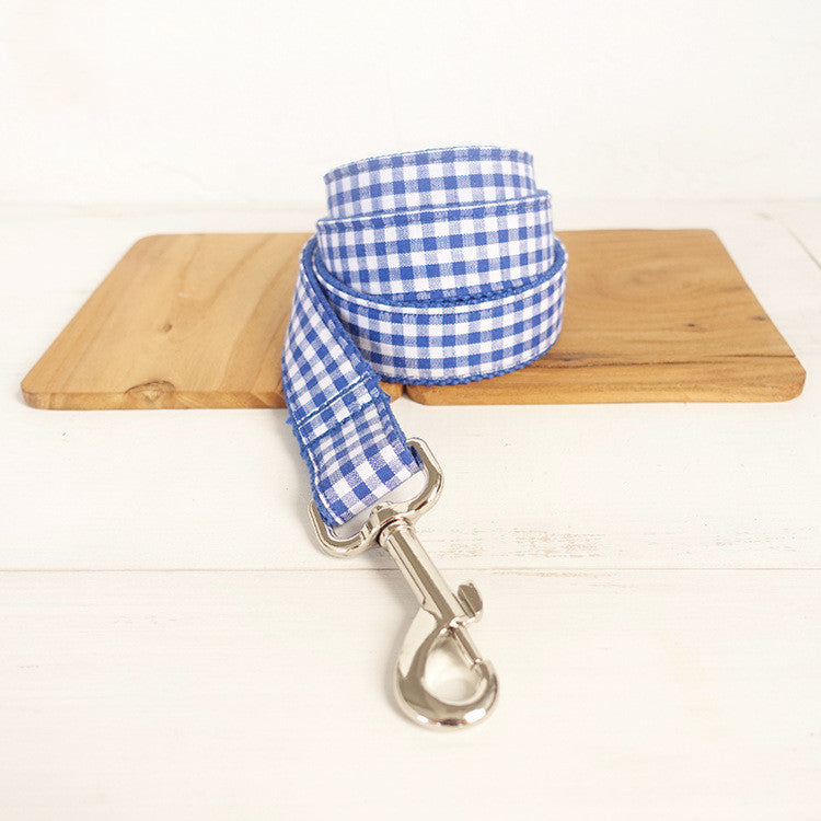 Blue checked pet leash