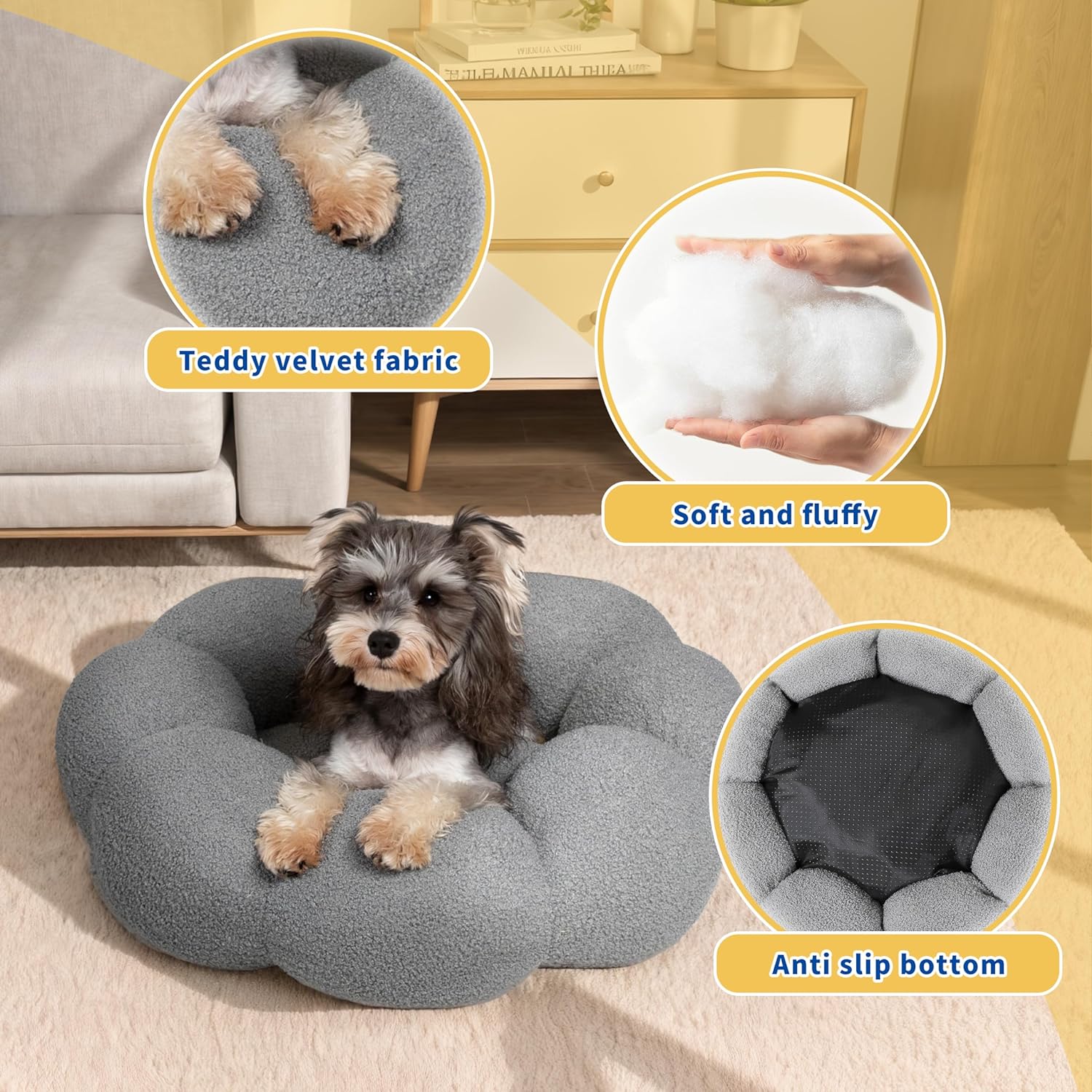 Fluffy Plush Teddy Sherpa Round Donut Pet Bed