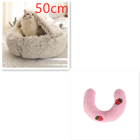 2 In 1 Pet Winter Round Plush Bed