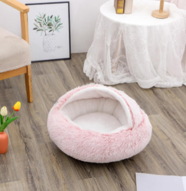 2 In 1 Pet Winter Round Plush Bed