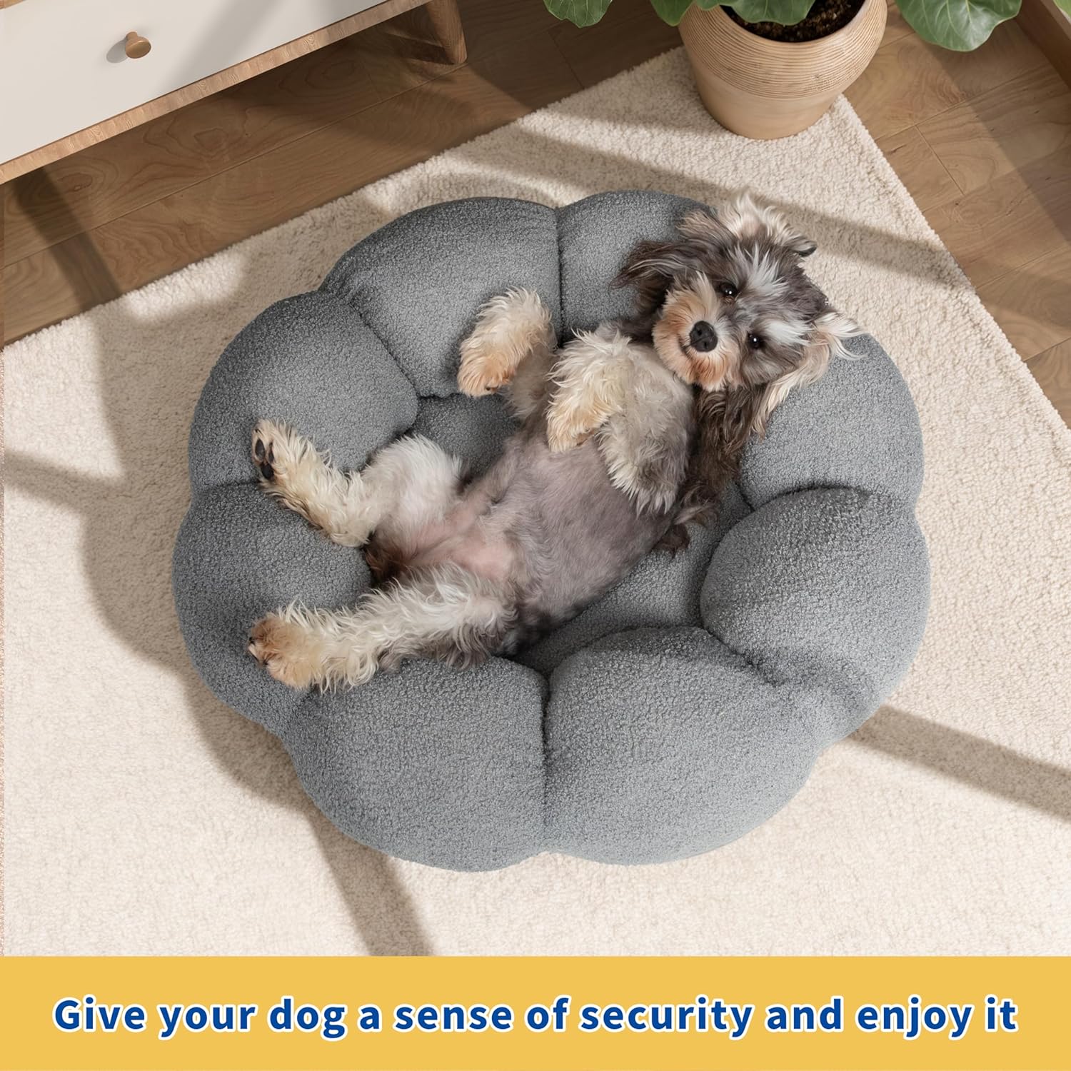 Fluffy Plush Teddy Sherpa Round Donut Pet Bed