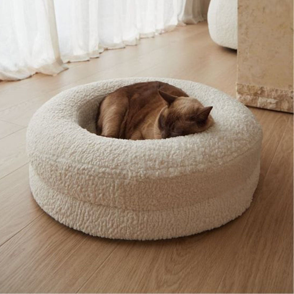 Household Solid Color Leisure Pet Round Bed