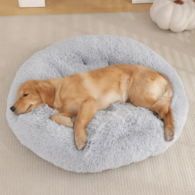 Round Plush Warm Sleep Pet Bed