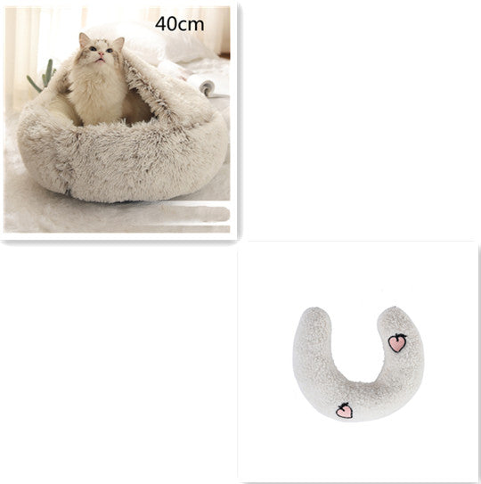2 In 1 Pet Winter Round Plush Bed