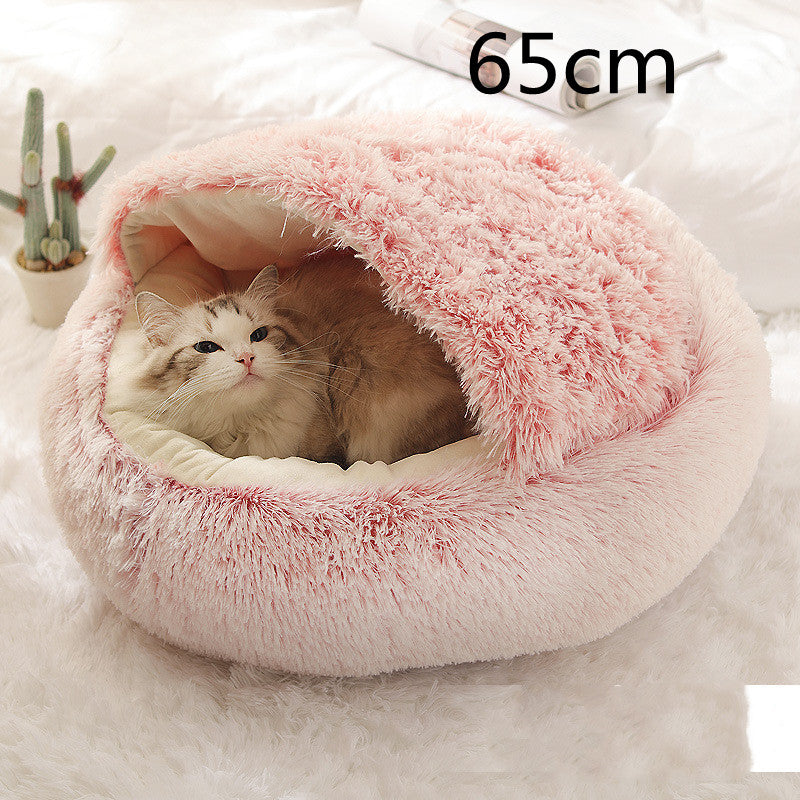 2 In 1 Pet Winter Round Plush Bed