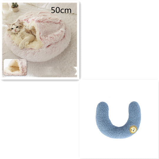 2 In 1 Pet Winter Round Plush Bed