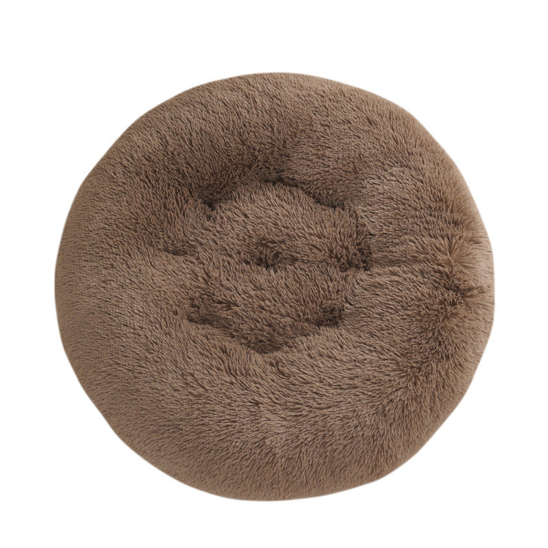 Round Plush Warm Sleep Pet Bed