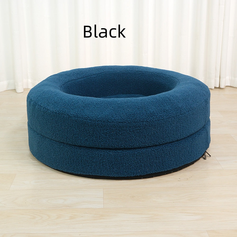 Household Solid Color Leisure Pet Round Bed