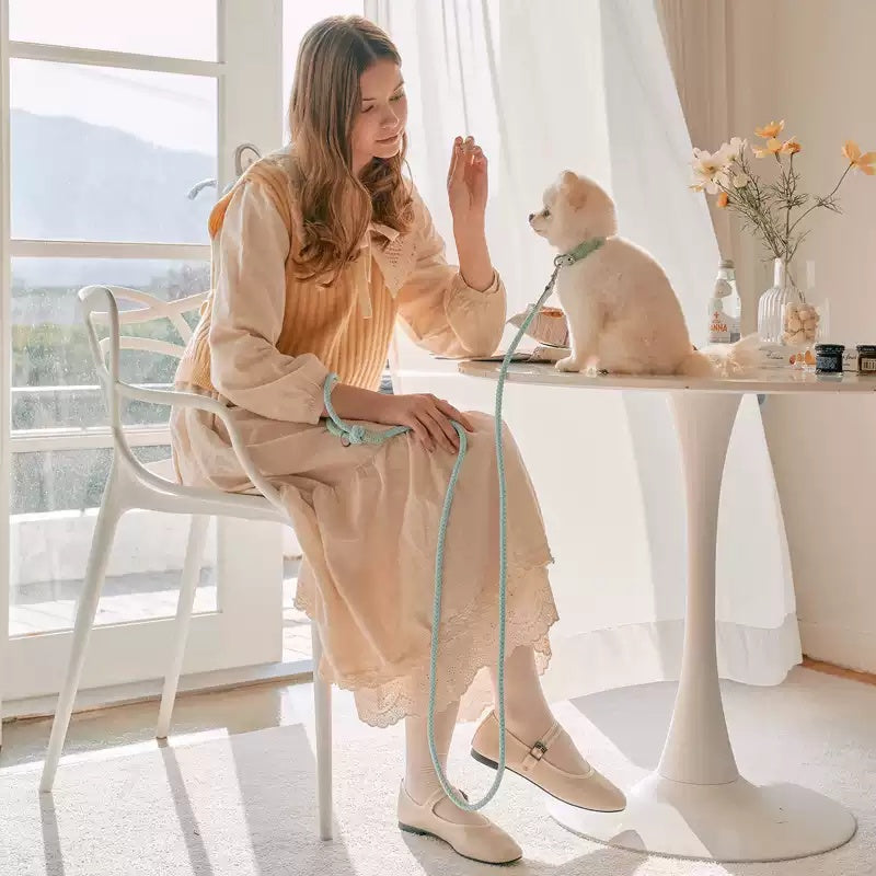 Leather Hand Holding Rope Leash