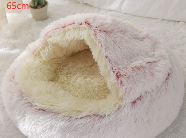 2 In 1 Pet Winter Round Plush Bed