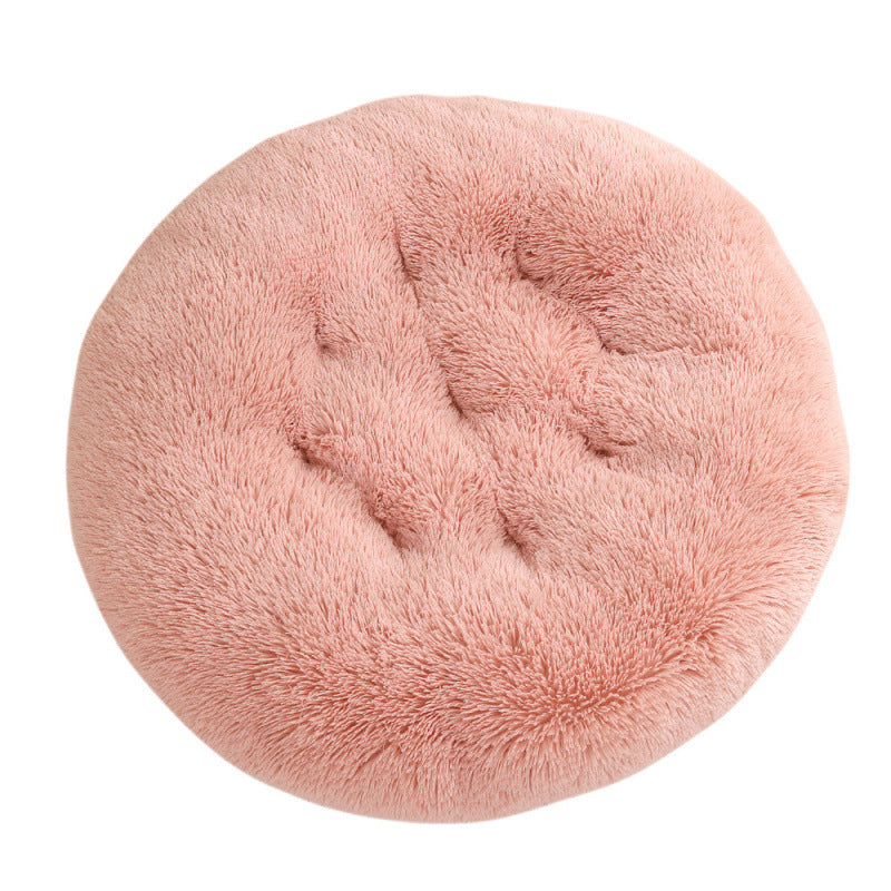Round Plush Warm Sleep Pet Bed