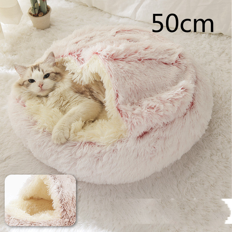 2 In 1 Pet Winter Round Plush Bed