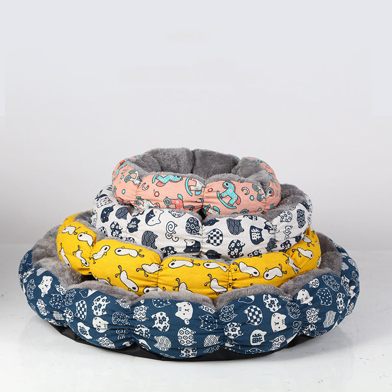 Calming Donut Round Fluffy Pet Bed