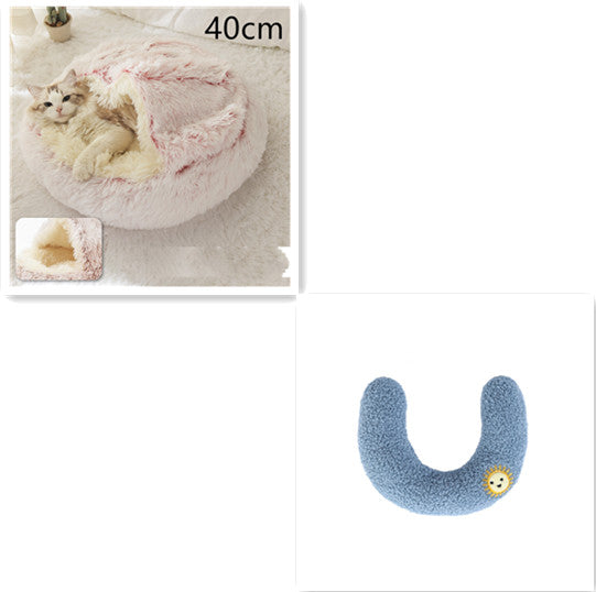 2 In 1 Pet Winter Round Plush Bed