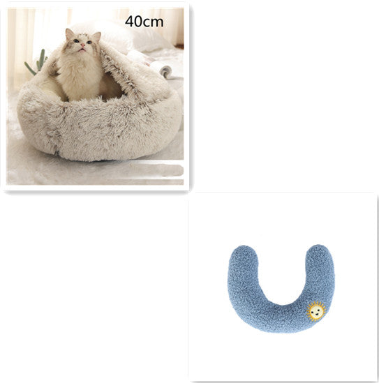 2 In 1 Pet Winter Round Plush Bed