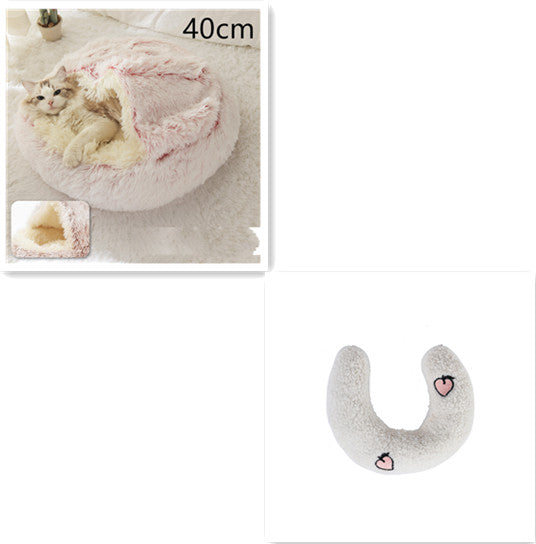 2 In 1 Pet Winter Round Plush Bed