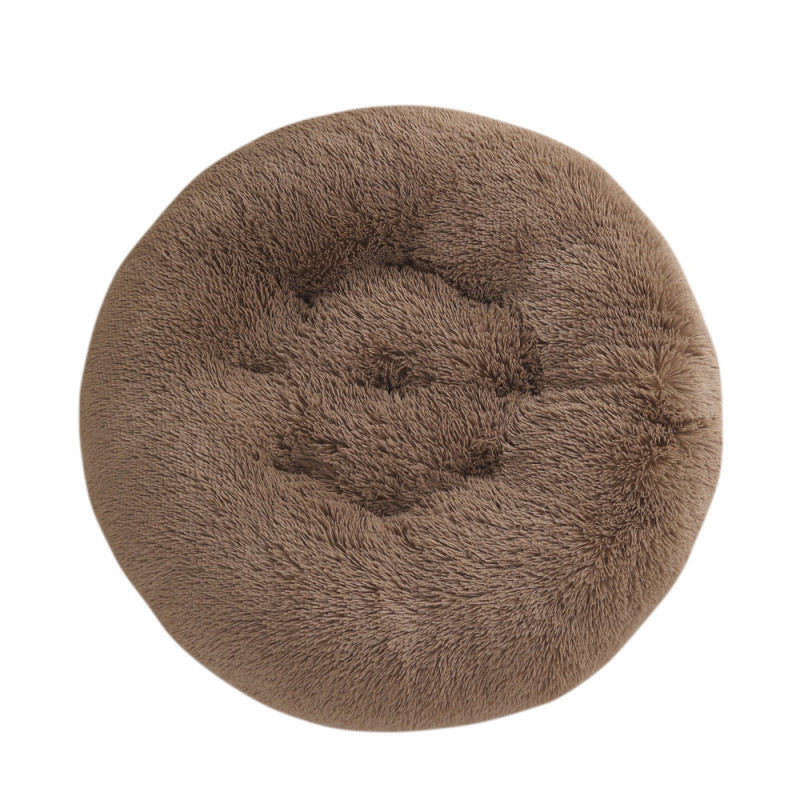 Round Plush Warm Sleep Pet Bed
