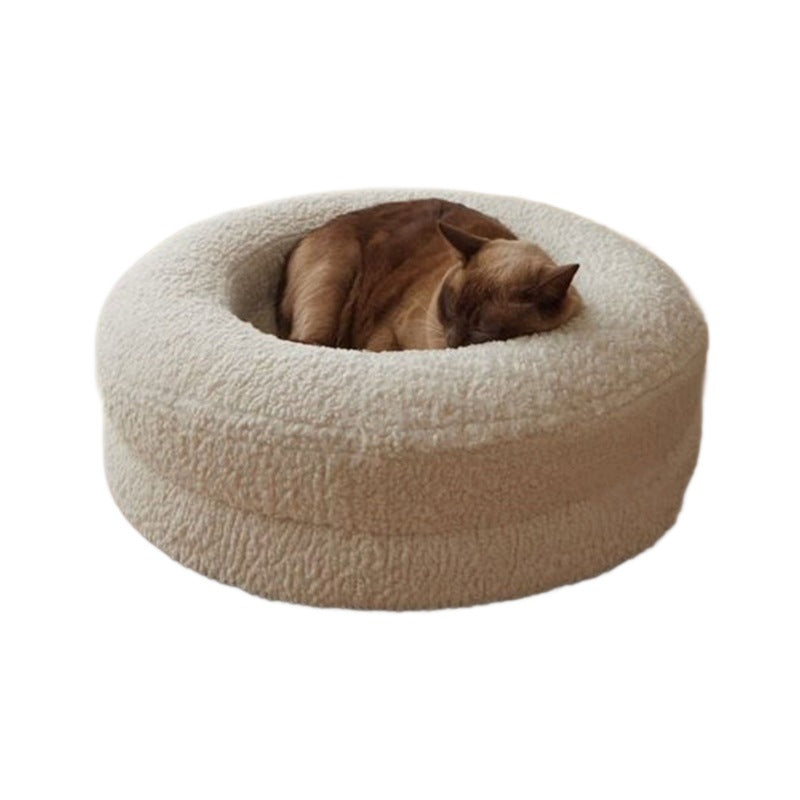 Household Solid Color Leisure Pet Round Bed