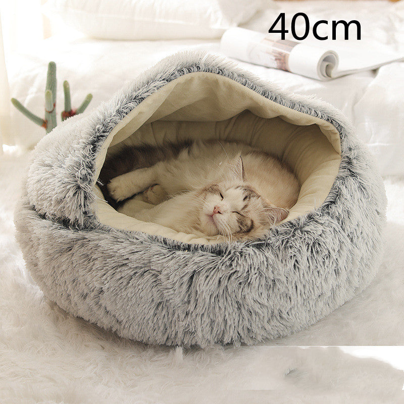 2 In 1 Pet Winter Round Plush Bed