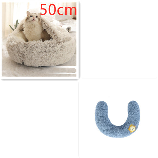 2 In 1 Pet Winter Round Plush Bed
