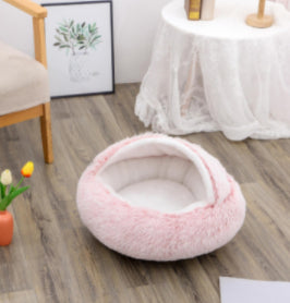 2 In 1 Pet Winter Round Plush Bed
