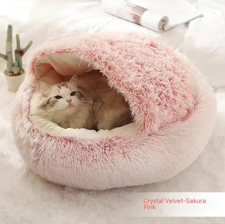 2 In 1 Pet Winter Round Plush Bed
