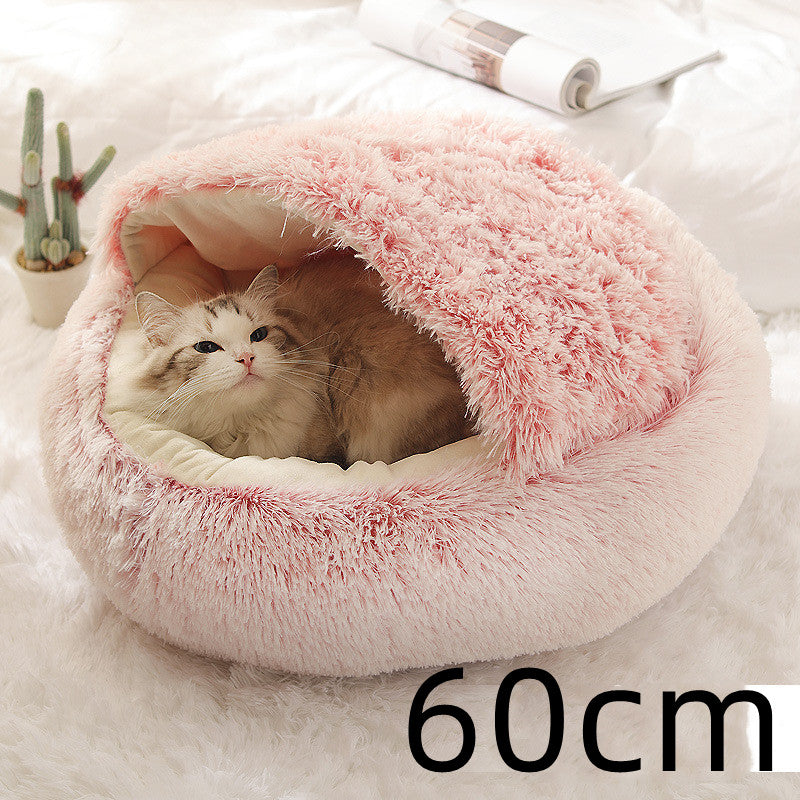 2 In 1 Pet Winter Round Plush Bed