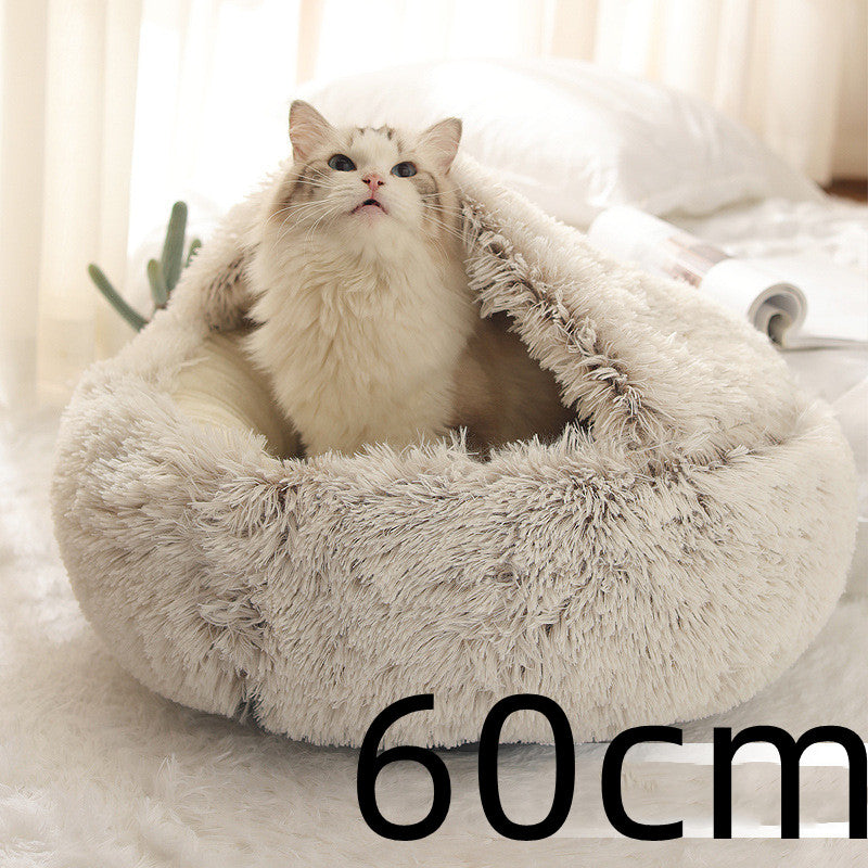 2 In 1 Pet Winter Round Plush Bed